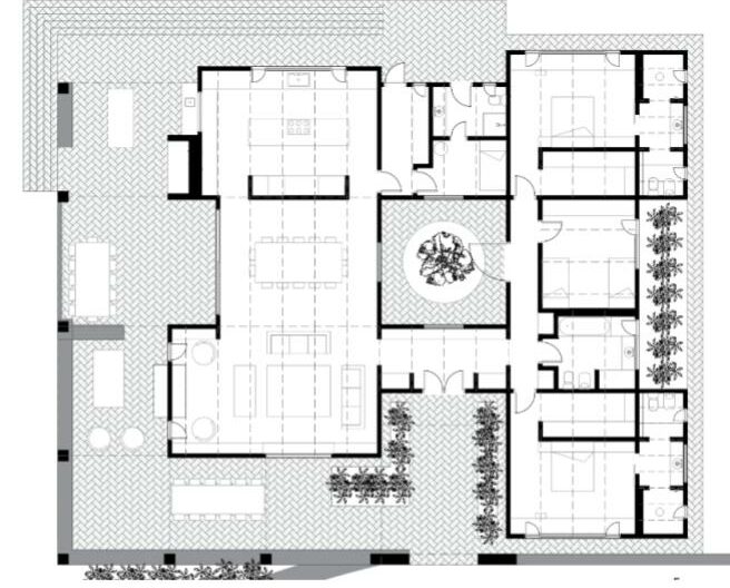 plano Casa con patio interior